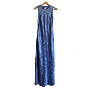 Vintage 90's Periwinkle Satin Floral Maxi Dress